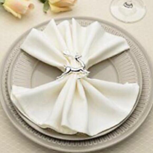 Set (6) Silver REINDEER NAPKIN RINGS Holders Holiday Christmas Table Decor 2.25" - Picture 9 of 13